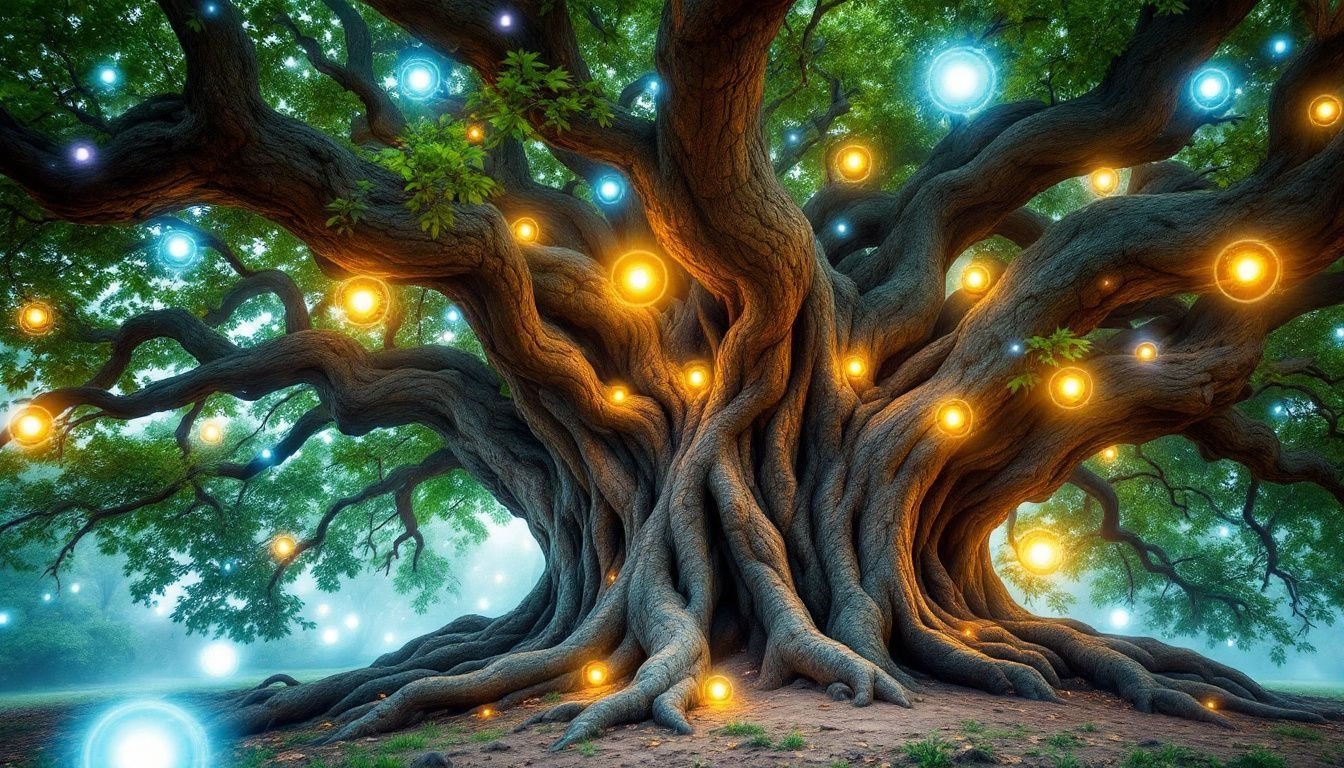 Humanité Angélique - Clairière mystérieuse avec des plantes étranges